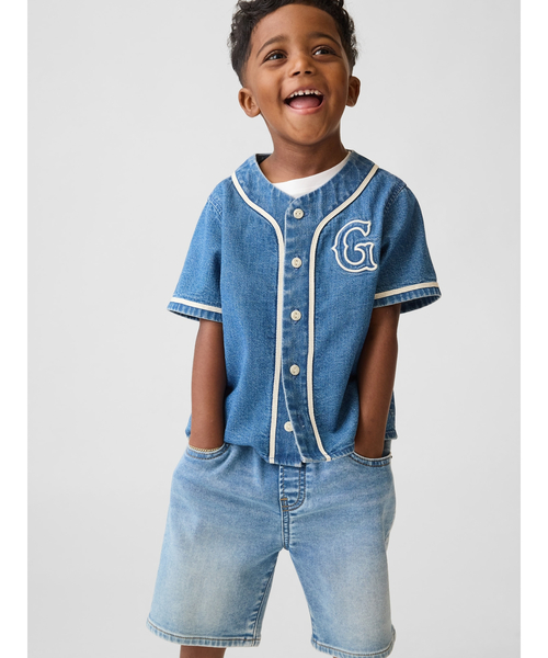GAP（ギャップ） ブラウス シャツ デニム バーシティスタイル GAPロゴ 