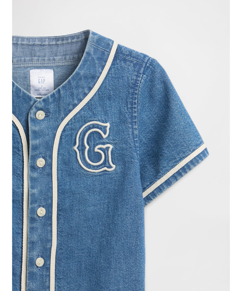 GAP（ギャップ） ブラウス シャツ デニム バーシティスタイル GAPロゴ 
