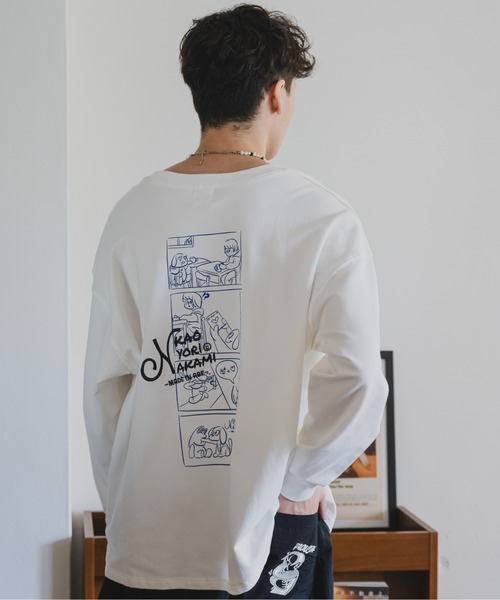 「kaoyorinakami」 長袖Tシャツ SMALL ホワイト メンズ_画像3