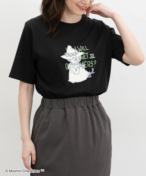 ムーミンママ　theory luxeブラック 半袖Tシャツ　新品未使用 Honeys（ハニーズ） tシャツ 半袖 「UVカット」ムーミン／半袖T