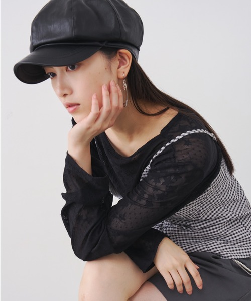SOEMIN（ソミン） 帽子 キャスケット Leather like newsboy cap／合皮