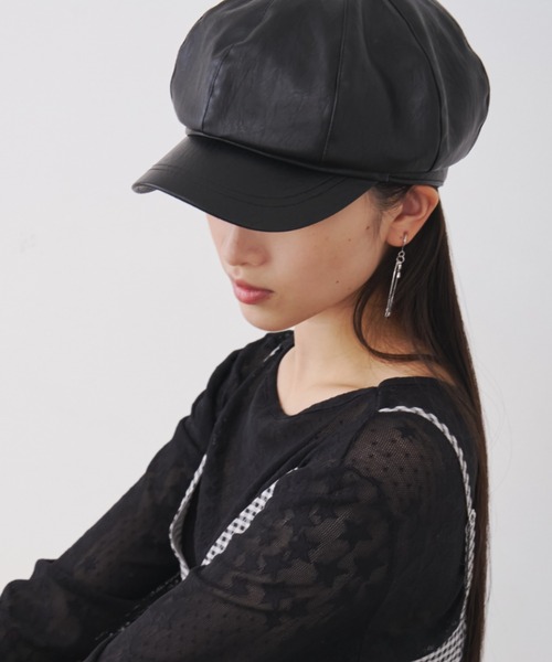 SOEMIN（ソミン） 帽子 キャスケット Leather like newsboy cap／合皮