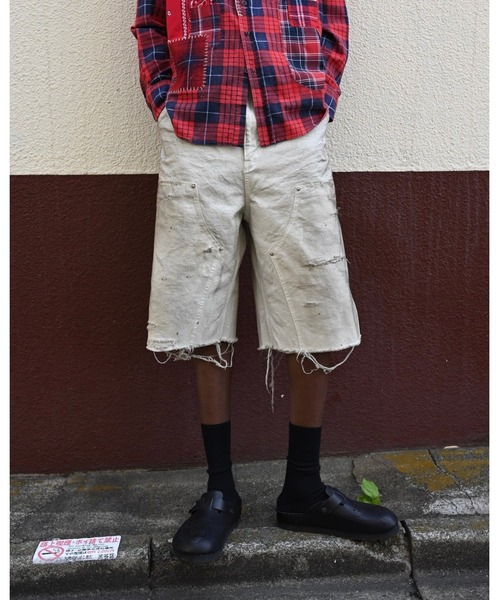 パンツ 「MIYAGIHIDETAKA」Damaged Work Shorts メンズの画像