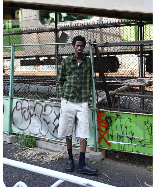 パンツ 「MIYAGIHIDETAKA」Damaged Work Shorts メンズの画像