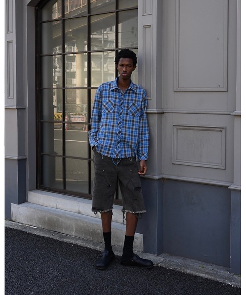 パンツ 「MIYAGIHIDETAKA」Damaged Work Shorts メンズの画像