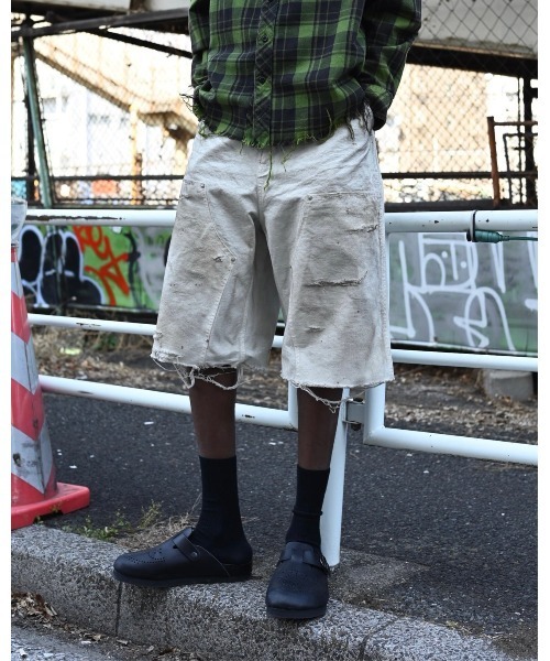 パンツ 「MIYAGIHIDETAKA」Damaged Work Shorts メンズの画像