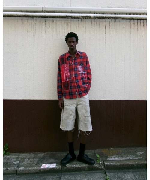 パンツ 「MIYAGIHIDETAKA」Damaged Work Shorts メンズの画像