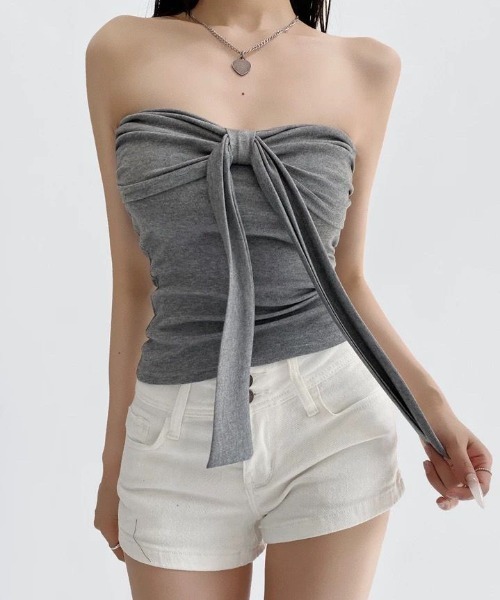 チューブトップ ベアトップ Ribbon tie tube top : ZOZOTOWN Yahoo!店