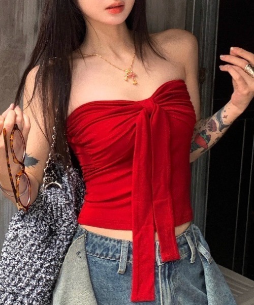 チューブトップ ベアトップ Ribbon tie tube top : ZOZOTOWN Yahoo!店