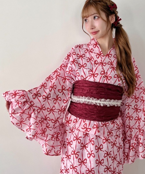 Loueme セパレート浴衣 浴衣 「かんたん着付け」フリル浴衣3点セット