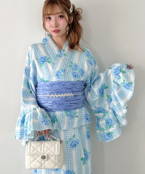 Loueme セパレート浴衣 浴衣 「かんたん着付け」フリル浴衣3点セット