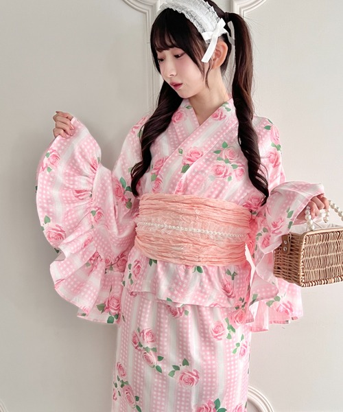 【0v0】utatane 選べる浴衣3点セット　ピンク系その他2 utatane 浴衣 京鹿の子絞り浴衣3点セット 水色の雪輪 伝統工芸士 清江