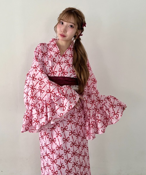 Loueme セパレート浴衣 浴衣 「かんたん着付け」フリル浴衣3点セット