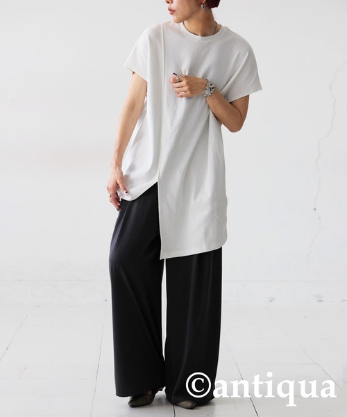 「antiqua」 半袖カットソー ONESIZE オフホワイト レディース_画像4