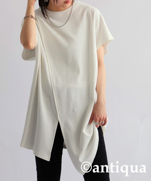 「antiqua」 半袖カットソー ONESIZE オフホワイト レディース_画像5