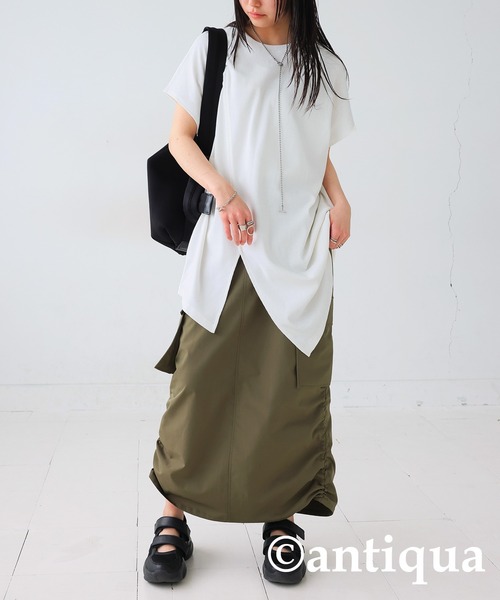 「antiqua」 半袖カットソー ONESIZE オフホワイト レディース_画像8