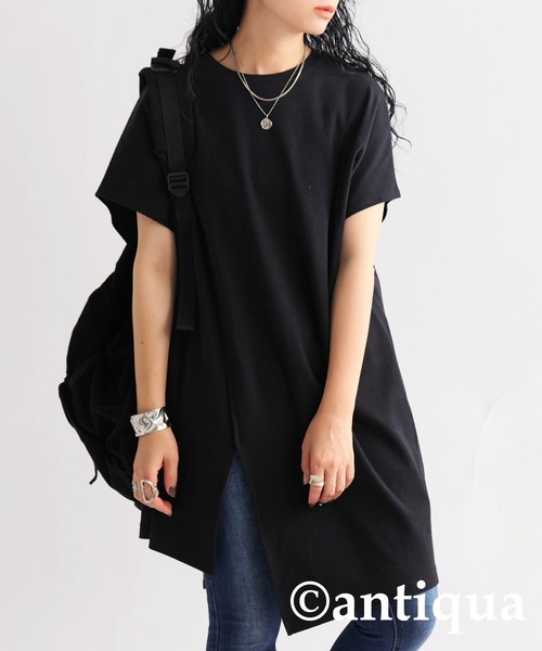 「antiqua」 半袖カットソー ONESIZE オフホワイト レディース_画像9