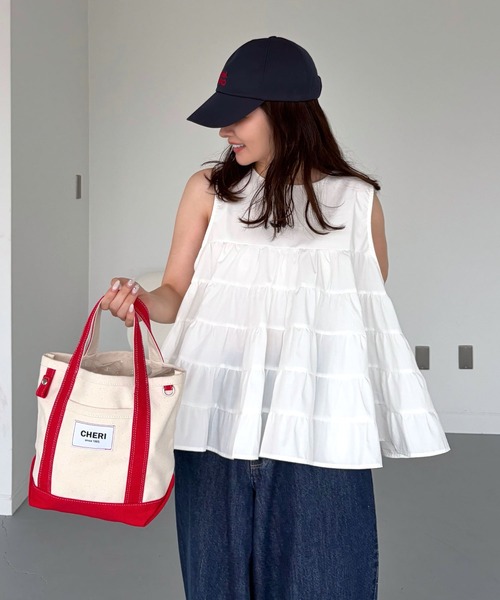 CHERI since1985 タンクトップ ノースリーブ ティアードフレア
