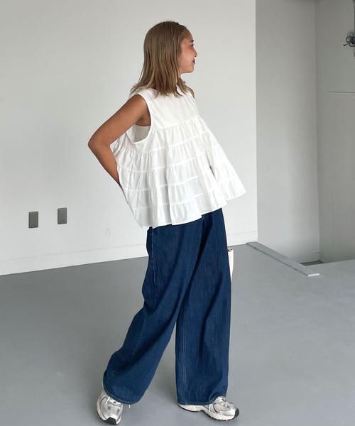 CHERI since1985 タンクトップ ノースリーブ ティアードフレア