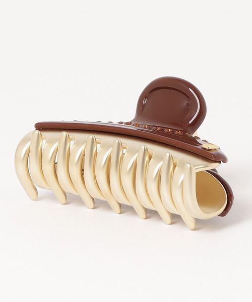 【美品】アレクサンドルドゥパリ ヘアクリップ7.5cm ブラウン ALEXANDRE DE PARIS（アレクサンドル ドゥ パリ） ヘアクリップ