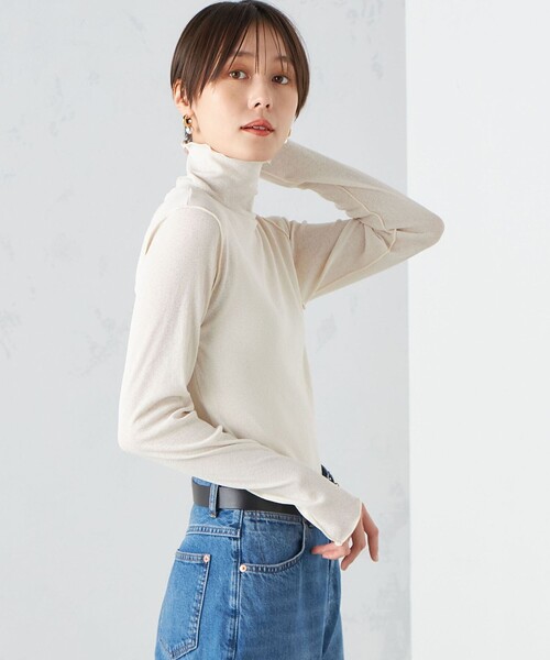 tシャツ 「手洗い可能」ドライタッチ リブ タートル レディース