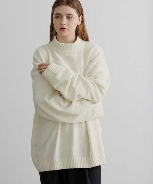 ニット セーター モックネックモールヤーンニットプルオーバー レディース メンズ Anchor Smith セーター ニット オーバーサイズモックネック