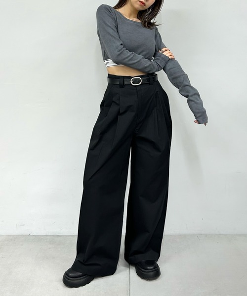 美品 プリーツプリーズ パンツ THICKER BOTTOMS ブラック 美品