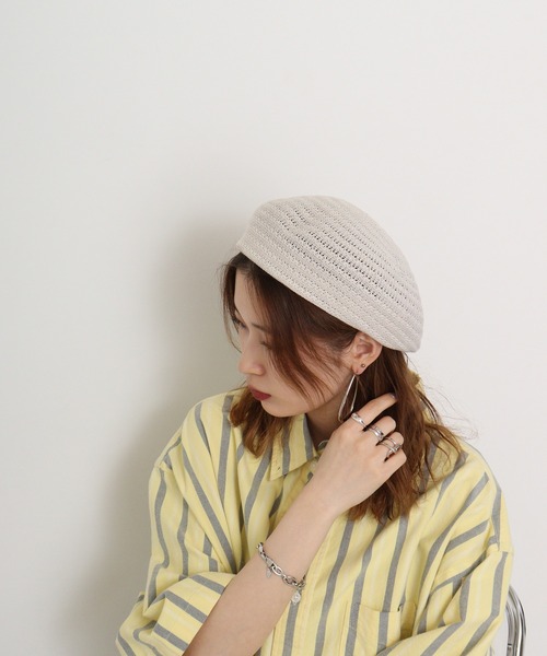 FUNALIVE 帽子 ベレー帽 PAGE ONE 透かし編みベレー レディース