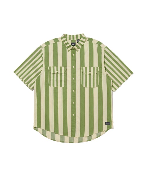ノックアウト 細ストライプ柄 半袖 ボタン シャツ ライムグリーン XL Levi's（リーバイス） シャツ 半袖 LEVI'S(R) SKATE 半袖シャツ