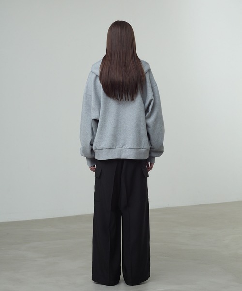 CALLNE ワイドパンツ スラックス 「CALLNE」2Tuck Wide Straight Cargo lownn ワイドパンツ ツータック チャコールグレー