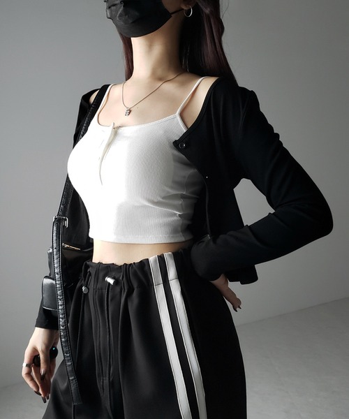 アイボリー ボタン付きキャミソール mideal キャミソール front button camisole / フロントボタン
