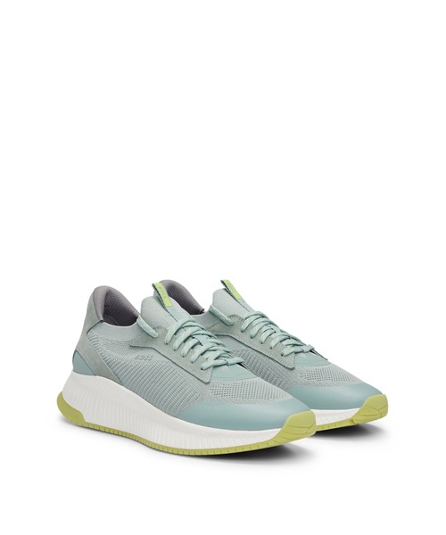 Hugo Boss■ヒューゴボス ロゴ スニーカー 緑 グレイ Hugo Boss□ヒューゴボス ロゴ スニーカー 緑 グレイ (Hugo Boss