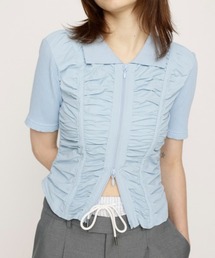 SLY tシャツ FRONT GATHER ZIP TOPS フロント ギャザー ジップ