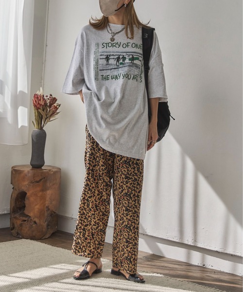 ワイドパンツ パンツ 「XSサイズあり」レオパードイージーパンツ