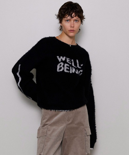 ニット セーター WELLBEING Logo Jacquard Knit Sweater/WELLBEINGロゴジャガードニット「MAISON SP