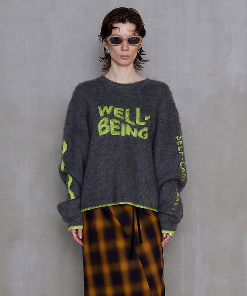 ニット セーター WELLBEING Logo Jacquard Knit Sweater/WELLBEINGロゴジャガードニット「MAISON SP MAISON SPECIAL ニット セーター WELLBEING Logo Jacquard Knit