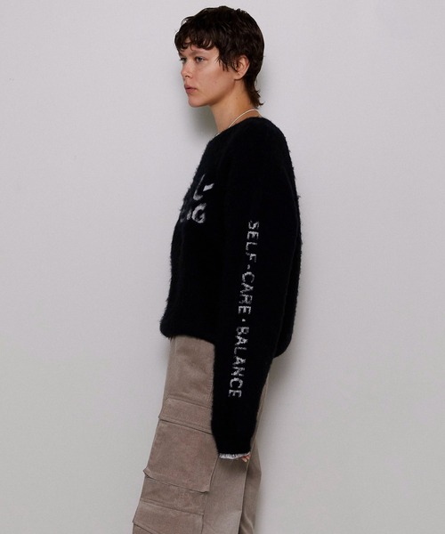 ニット セーター WELLBEING Logo Jacquard Knit Sweater/WELLBEINGロゴジャガードニット「MAISON SP MAISON SPECIAL ニット セーター WELLBEING Logo Jacquard Knit