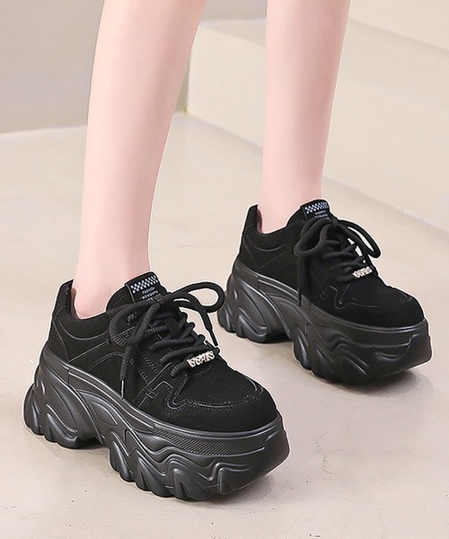 Lace Ladies スニーカー スエード調 ロープ シューレース 厚底 