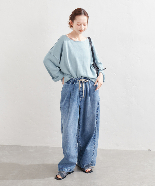 ニット セーター 手洗い可 /  ペーパーヤーンボートネックニット レディース Spick＆Span ニット セーター 手洗い可 / ペーパーヤーンボート