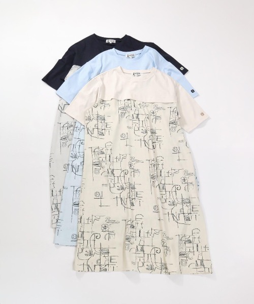 PICONE 半袖カットソーワンピース STUDIO PICONE（スタジオピッコーネ） ワンピース 半袖 シフォン切替