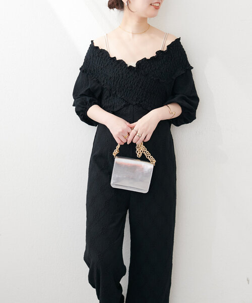 naturalcoutureカットレースフロントクロスサロペ カットレースフロントクロスサロペ | natural couture