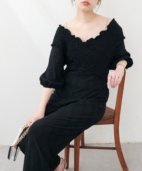カットレースフロントクロスサロペ naturalcouture Lサイズ natural couture パンツ カットレースフロントクロスサロペ
