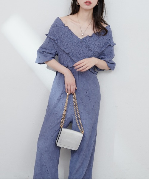 カットレースフロントクロスサロペ naturalcouture Lサイズ natural couture パンツ カットレースフロントクロスサロペ