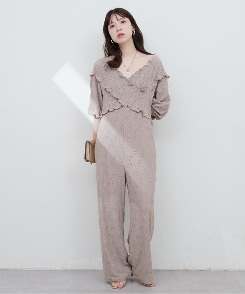 カットレースフロントクロスサロペ naturalcouture Lサイズ natural couture パンツ カットレースフロントクロスサロペ