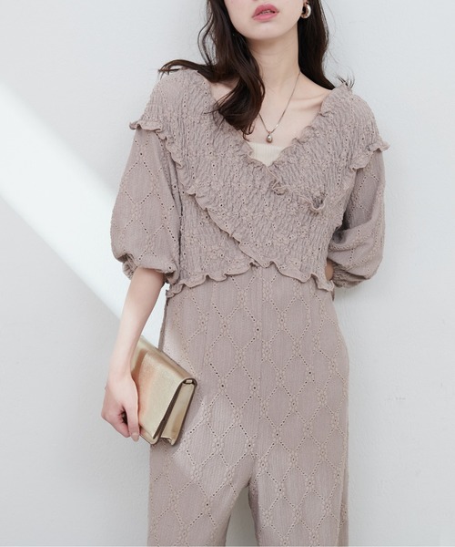 カットレースフロントクロスサロペ naturalcouture Lサイズ natural couture パンツ カットレースフロントクロスサロペ