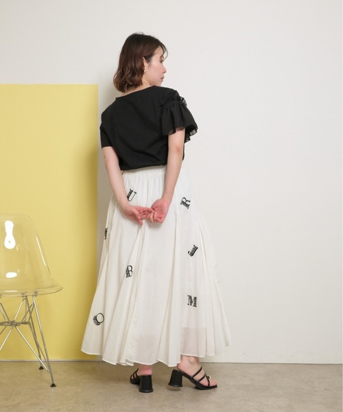 palm RICHE（ポームリシュ） スカート インド綿 刺繍フレアロング