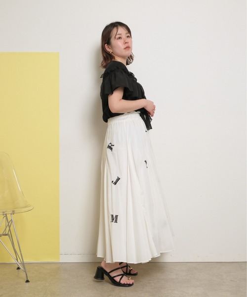 palm RICHE スカート インド綿 刺繍フレアロングスカート パネル palm RICHE スカート インド綿 刺繍フレアロングスカート パネル