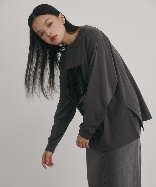 hunch tシャツ 箔プリント 長袖Tシャツ レディース : ZOZOTOWN