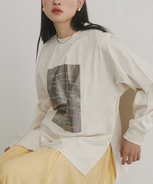 hunch tシャツ 箔プリント 長袖Tシャツ レディース : ZOZOTOWN