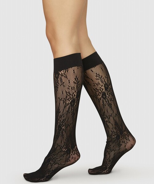 【関税込み】Swedish Stockings ブラック Rosa レースタイツ Rosa Lace Tights Black | k3 online store